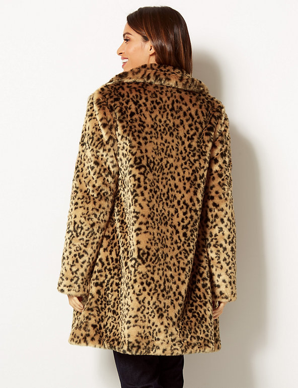 Animal Print Faux Fur Coat Per Una M S, Real Leopard Faux Fur Coat