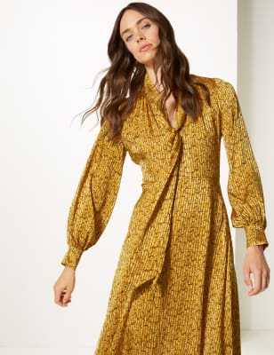 m&s animal print midi dress