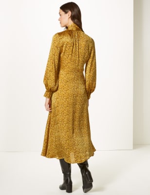 marks and spencer yellow animal print dress