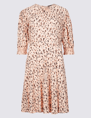 marks and spencer animal print tea dress