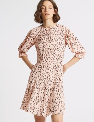 marks and spencer animal print tea dress