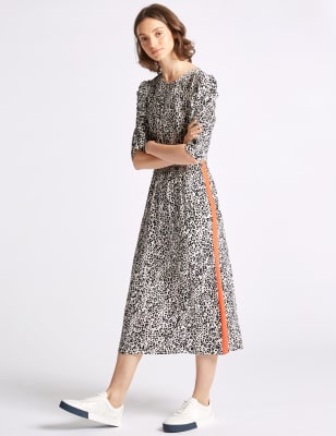 m&s animal print midi dress