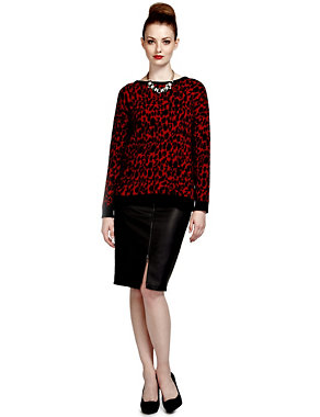 Animal Print Knitted Top with Angora Image 2 of 3