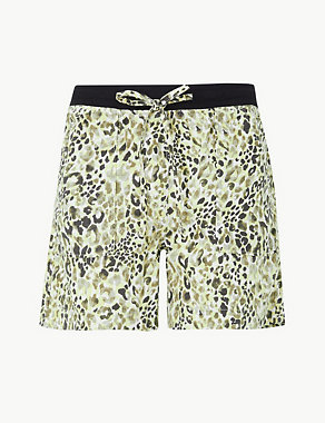 Animal Print Linen Rich Shorts Image 2 of 4