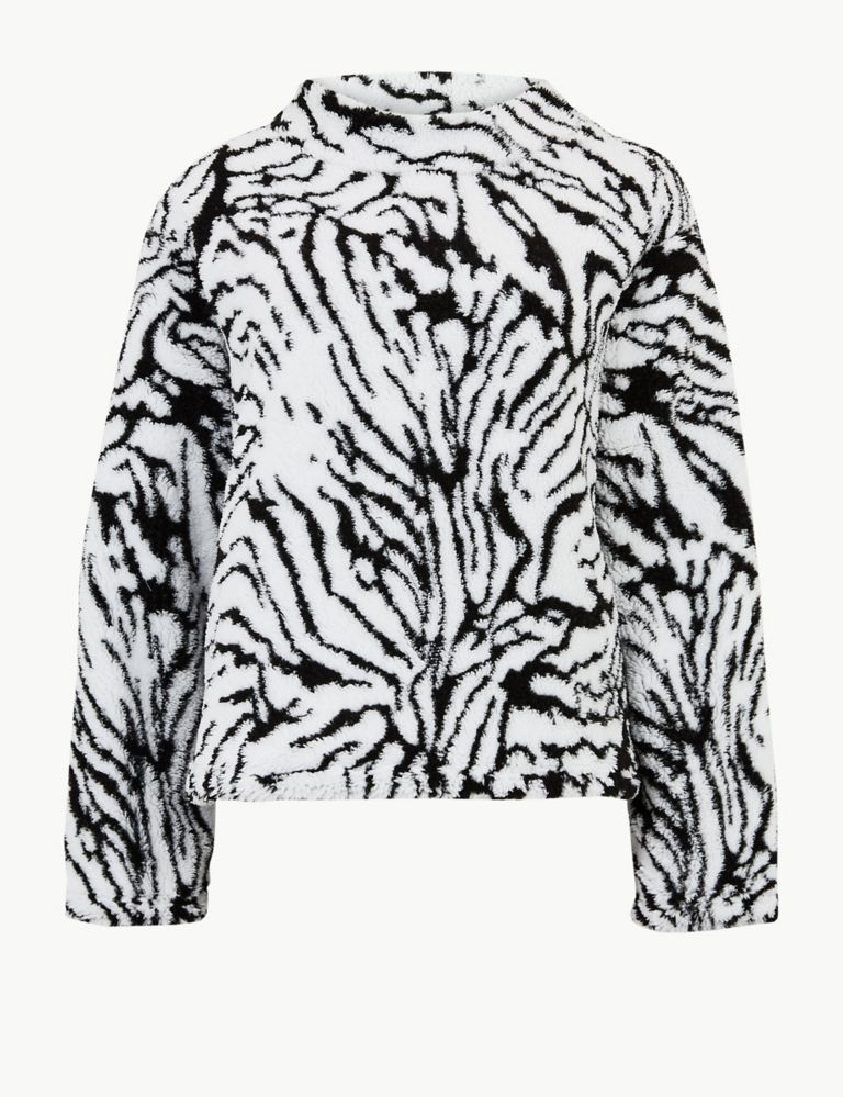 Animal Print Long Sleeve Borg Sweatshirt 2 of 4