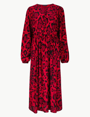 M&s animal print midi on sale dress