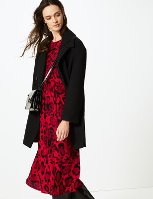 M&s red animal sales print dress