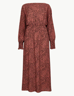 marks and spencer red leopard dress