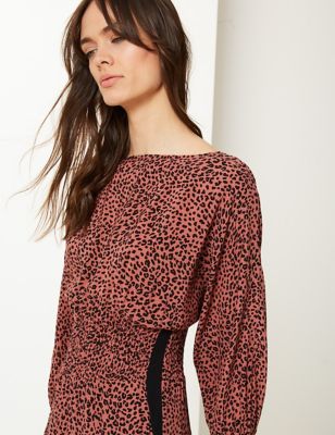 marks and spencer red leopard dress