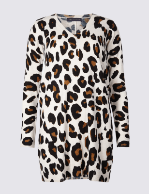 Leopard print long on sale jumper