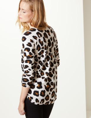 Animal Print Longline Jumper M S Collection M S