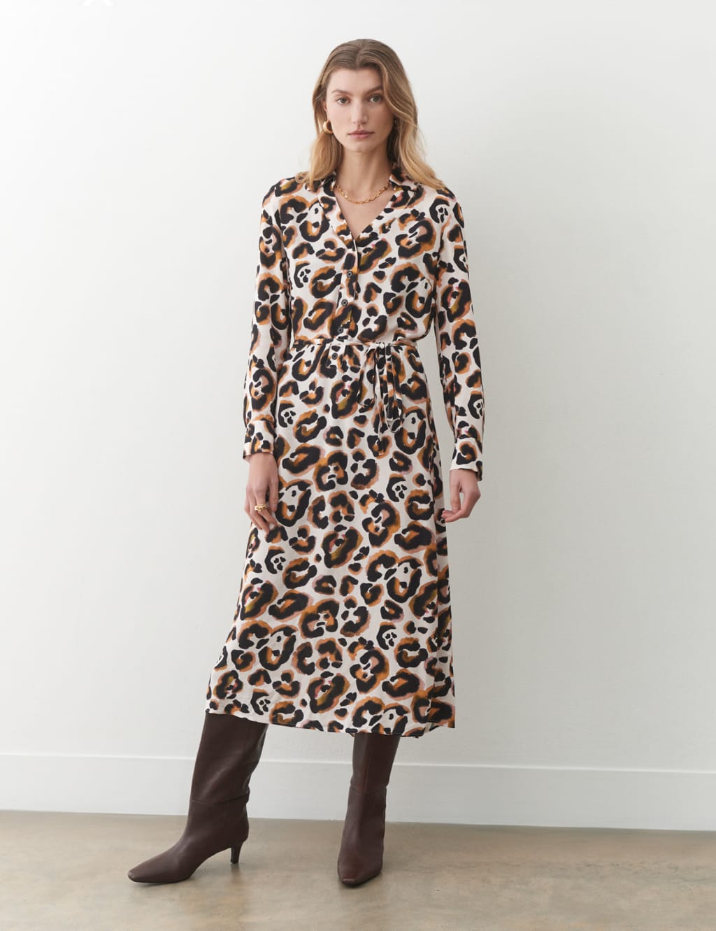 Animal Print Midaxi Shirt Dress 3 of 5