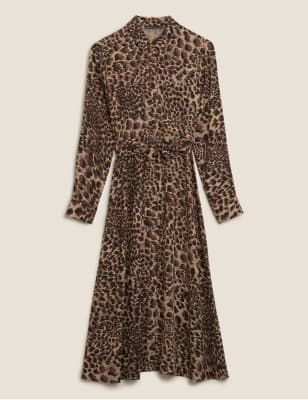 Animal print shirt outlet midi dress