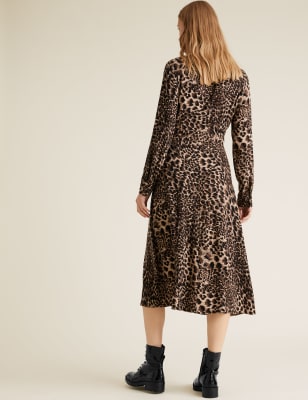 Animal Print Midi Shirt Dress M S Collection M S