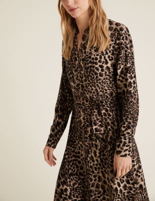 Animal print 2025 long shirt dress