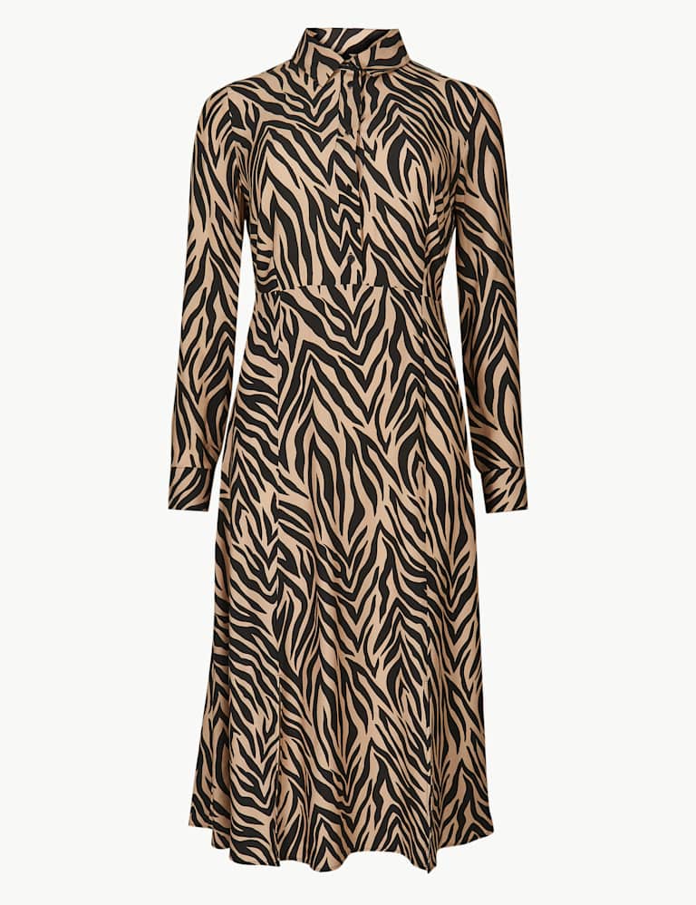 Animal Print Midi Shirt Dress 2 of 4