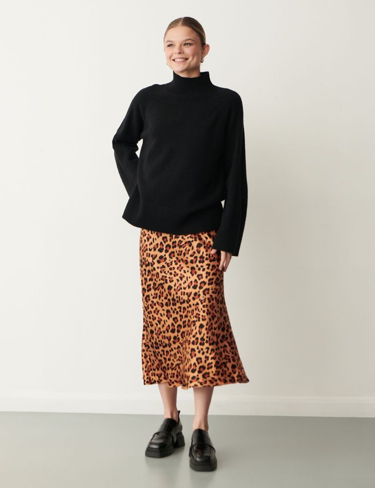Animal Print Midi Slip Skirt 1 of 5