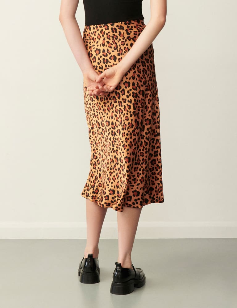 Animal print midi slip skirt store