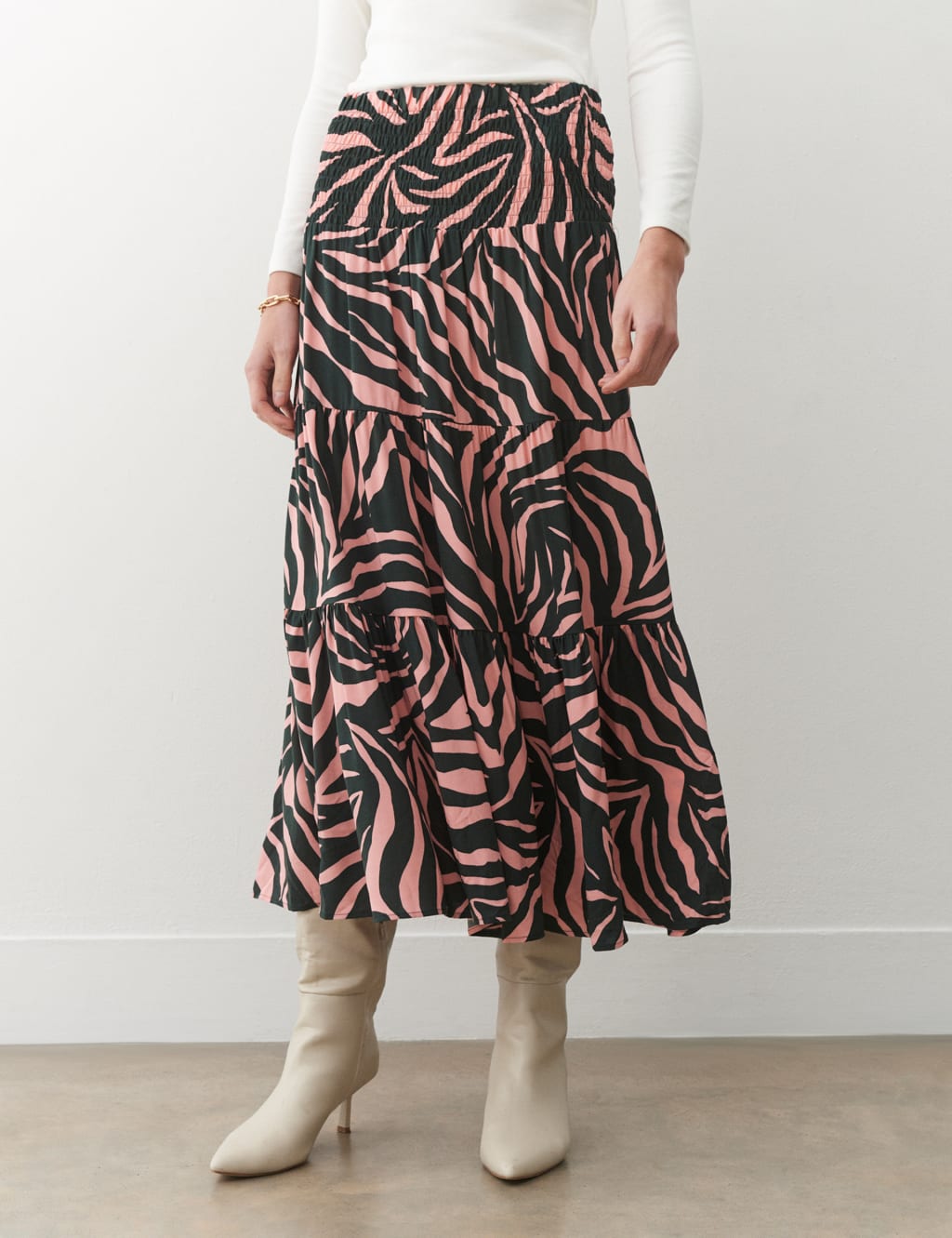 Animal Print Midi Tiered Skirt 4 of 4