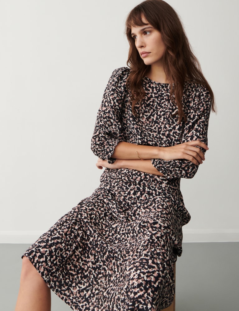Animal print waisted midi dress cheap