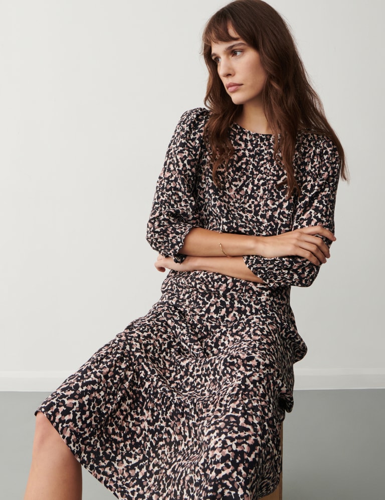 Animal Print Midi Waisted Dress 3 of 4