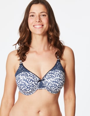 M & S UNDERWIRED MINIMISER BRA FULL CUP ZEBRA PRINT MARKS SPENCER