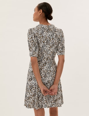 Animal Print Peter Pan Collar Mini Dress, M&S Collection