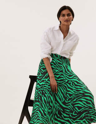 Green and black 2025 zebra print skirt