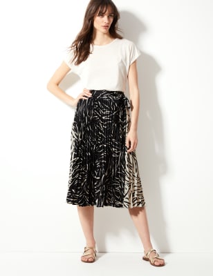 Animal Print Pleated Skirt M S Collection M S