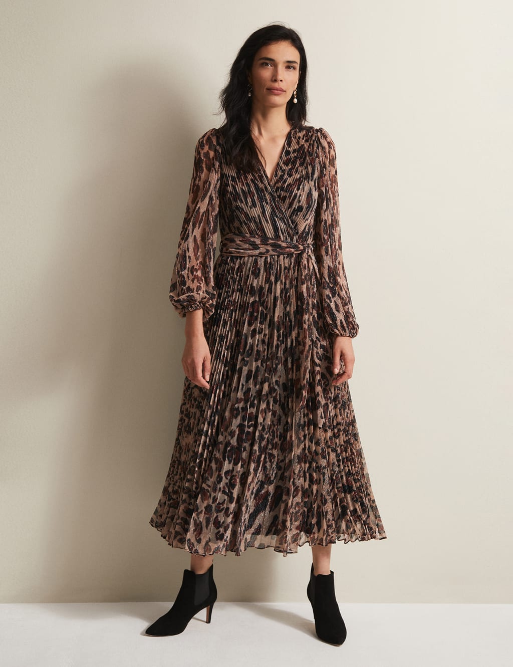 Animal Print Plisse V Neck Maxi Wrap Dress Phase Eight M S