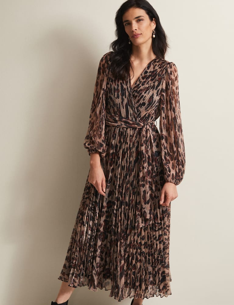 Leopard print best sale plisse dress