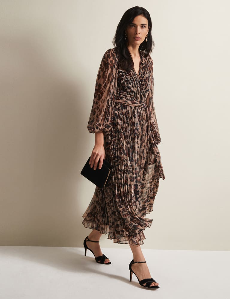 Animal Print Plisse V Neck Maxi Wrap Dress Phase Eight M S