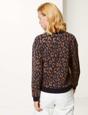 Animal Print Regular Fit Sweatshirt M S Collection M S