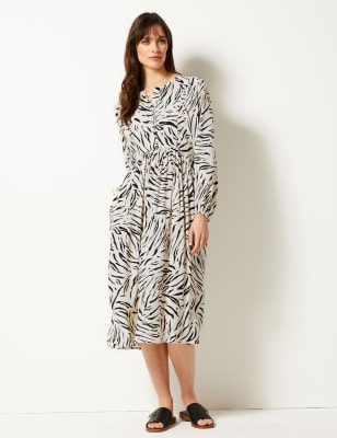 M&s animal print sales midi dress