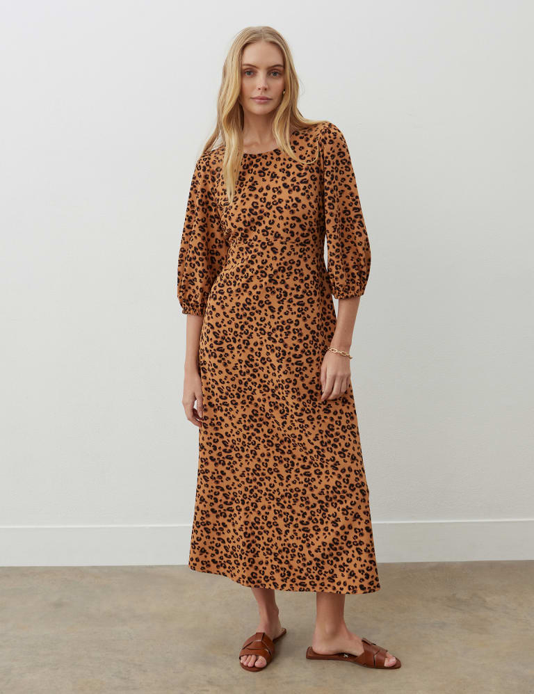 Animal Print Round Neck Midaxi Waisted Dress 1 of 4