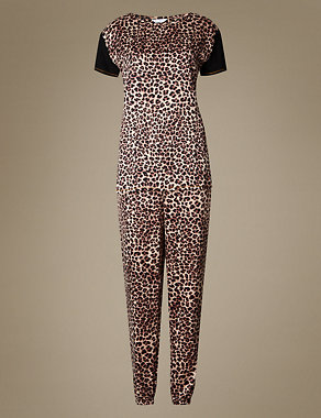 Animal Print Satin Short Sleeve Pyjama Set Image 2 of 5