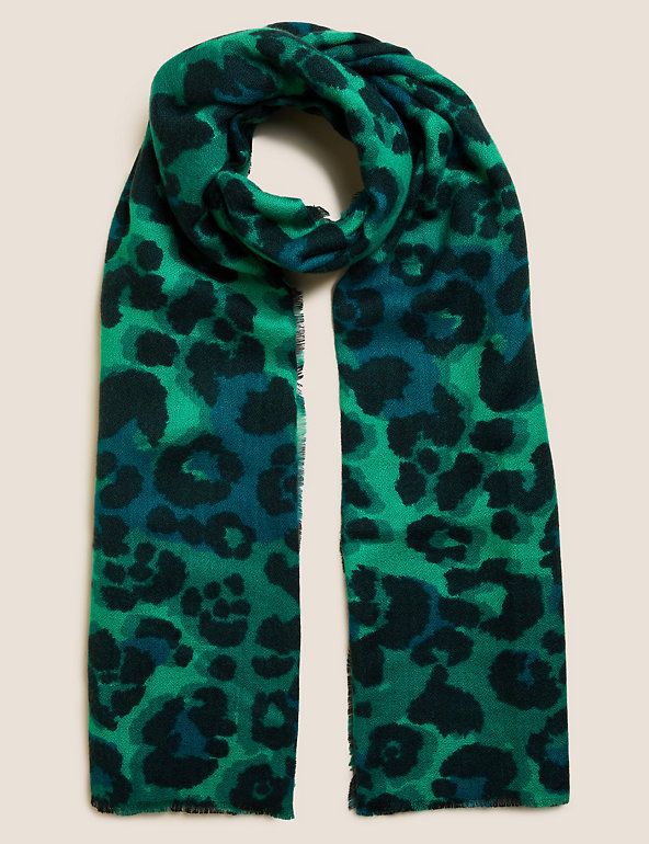 Animal Print Scarf with Wool | M&S Collection | M&S