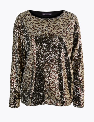 sequin leopard top