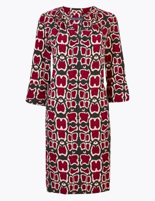 m&s pink leopard print dress