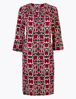 m&s pink leopard print dress