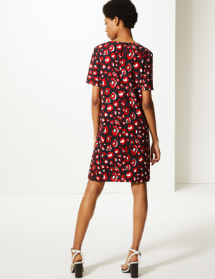 M&s red animal sales print dress