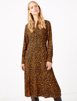 m&s leopard midi dress