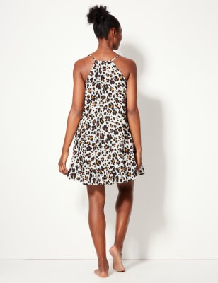 Animal Print Slip Beach Dress M S Collection M S