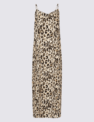 Animal print midi outlet slip dress