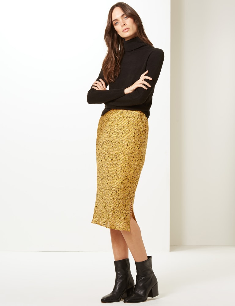 Animal Print Slip Midi Skirt | M&S Collection | M&S