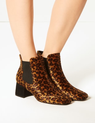 Animal Print Square Toe Chelsea Ankle 