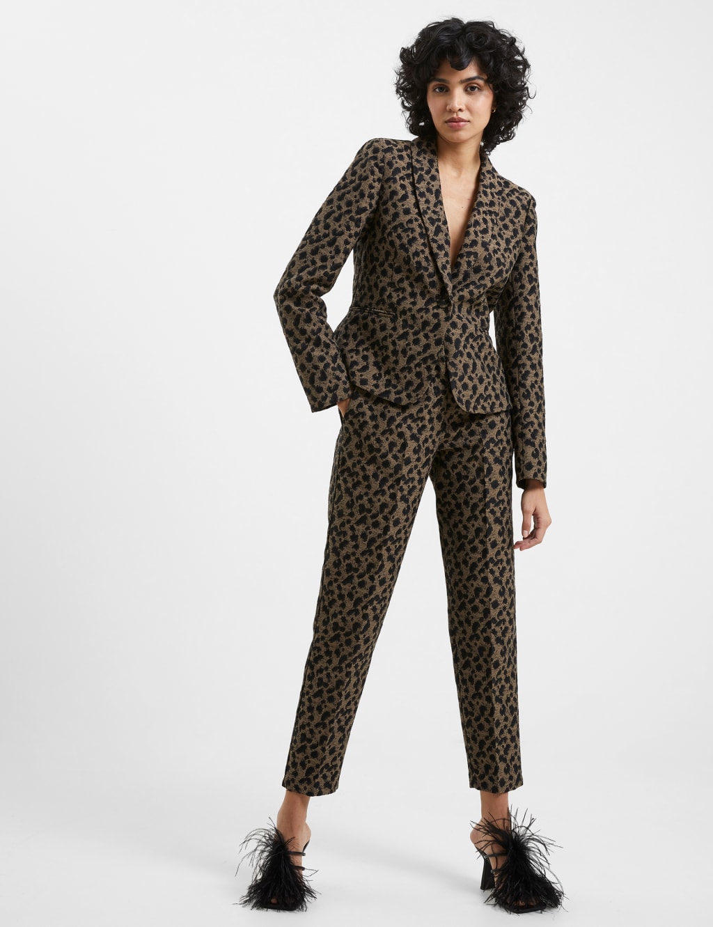 Animal print cropped trousers hotsell