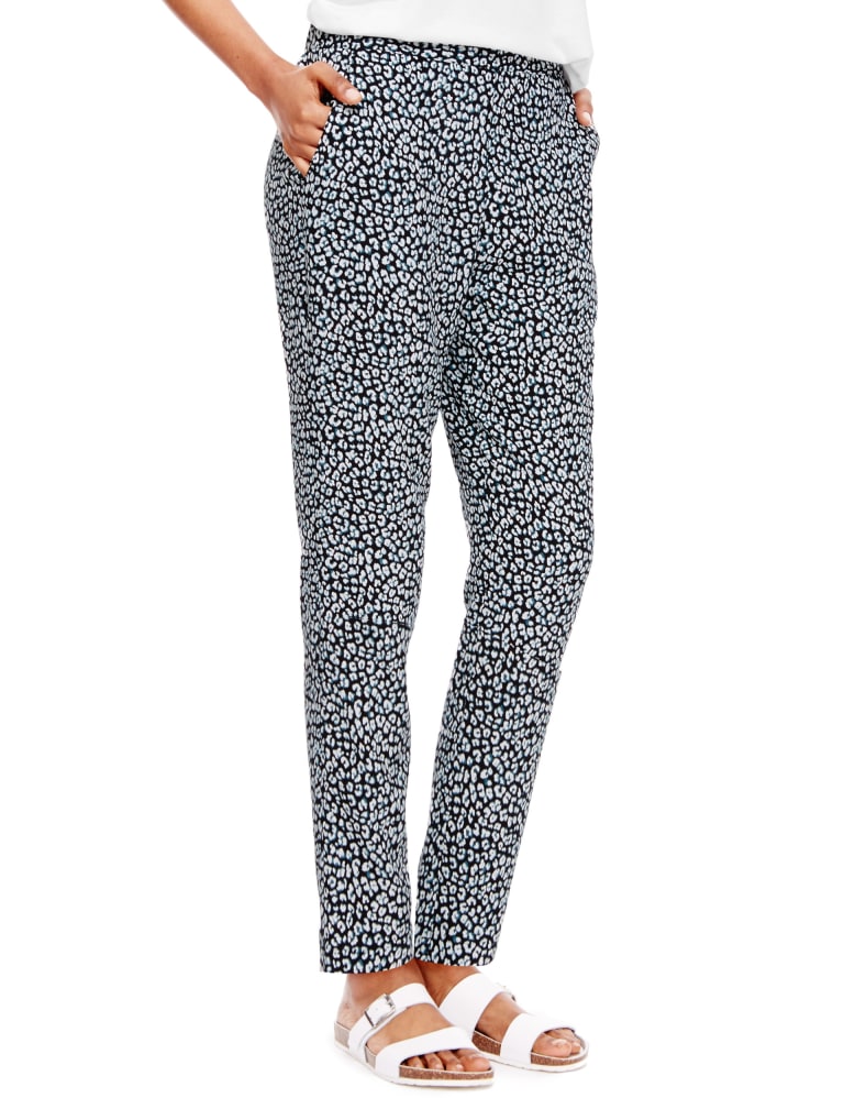 Animal Print Tapered Leg Trousers 1 of 4