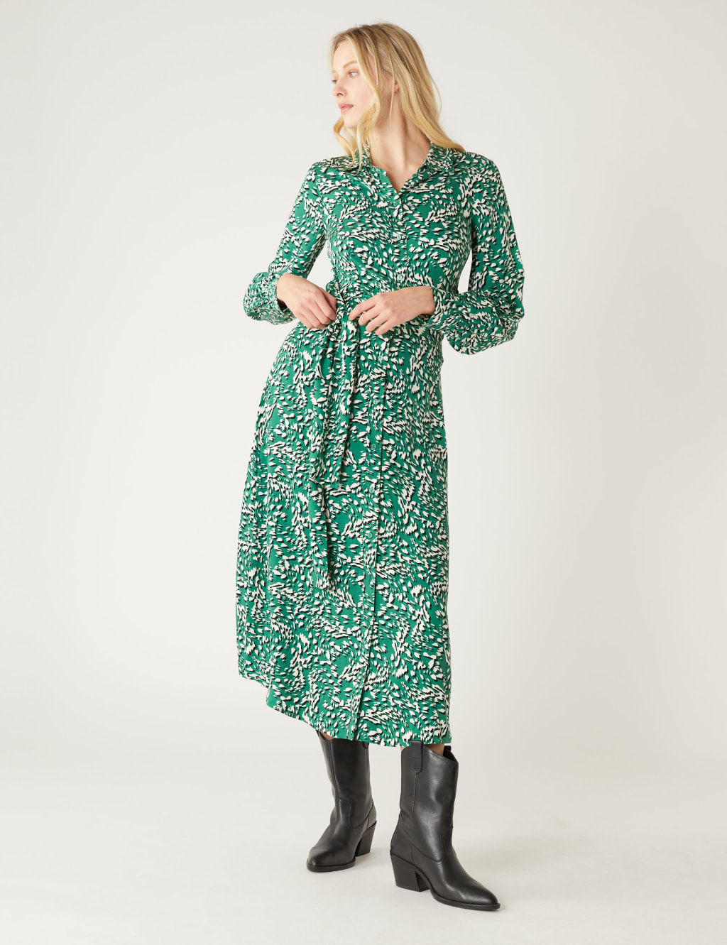 Animal Print Tie Front Midaxi Shirt Dress 3 of 6