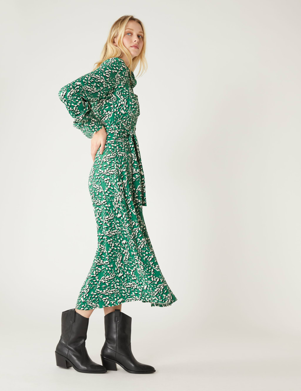 Animal Print Tie Front Midaxi Shirt Dress 4 of 6